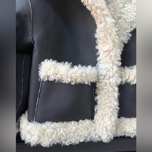 NWOT Free People Kiki Sherpa Vegan Leather Bomber Jacket - Picture 5 of 12